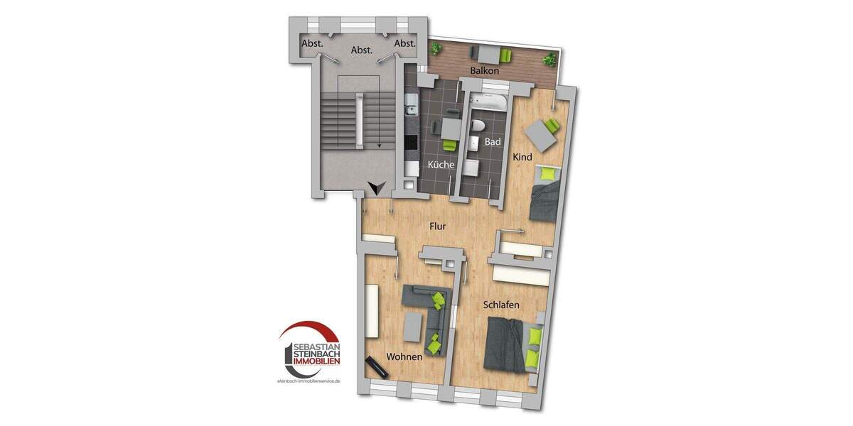 Etagenwohnung Leipzig / Lindenau Lindenau - 3 Zimmer, 72 m&sup2;, 235.000&euro; | Angebot:25803034