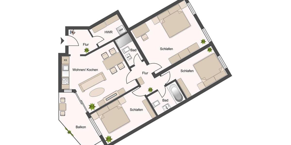 Erdgeschoßwohnung Leipzig Mitte - 4 Zimmer, 125 m&sup2;, 1.690&euro; | Angebot:25418312