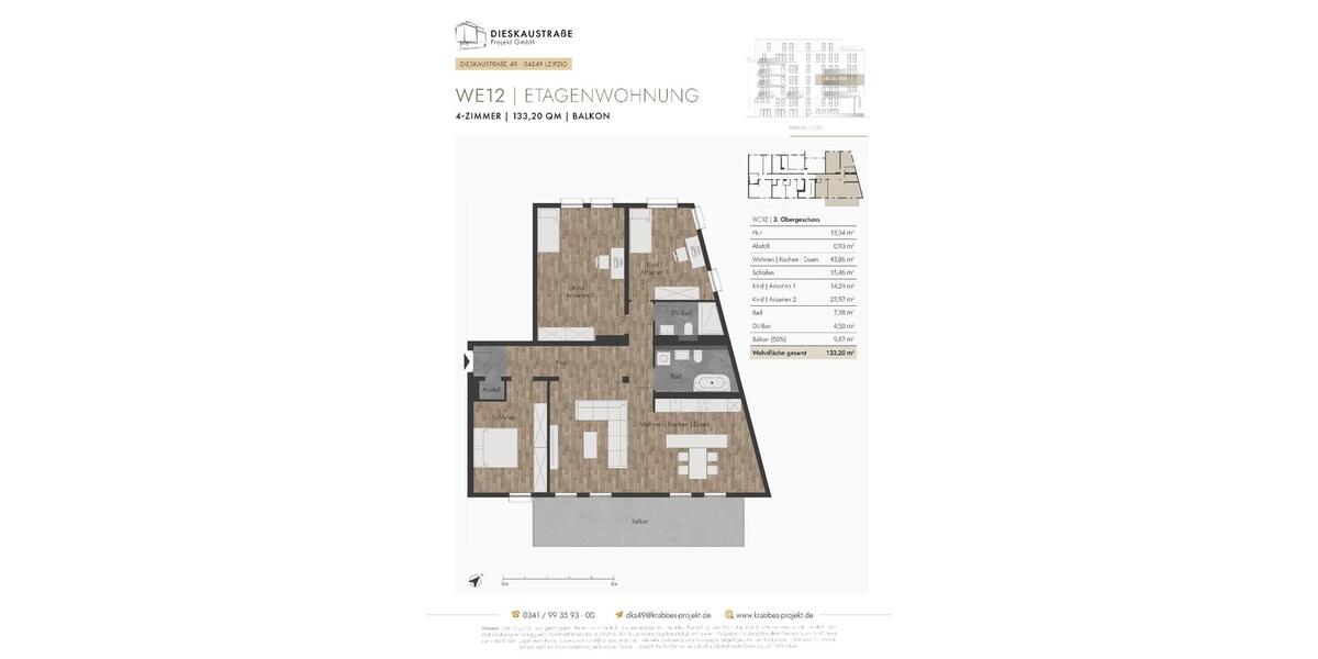 Etagenwohnung Leipzig Altwest - 4 Zimmer, 133 m&sup2;, 1.990&euro; | Angebot:26284720