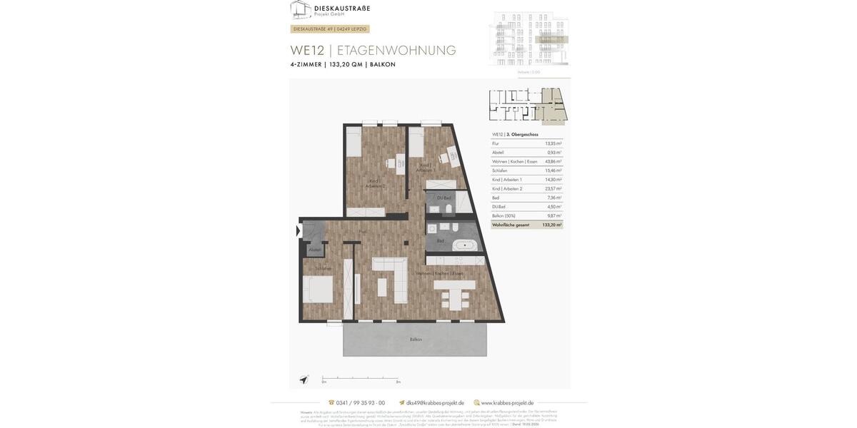 Etagenwohnung Leipzig Altwest - 4 Zimmer, 133 m&sup2;, 2.050&euro; | Angebot:26661295