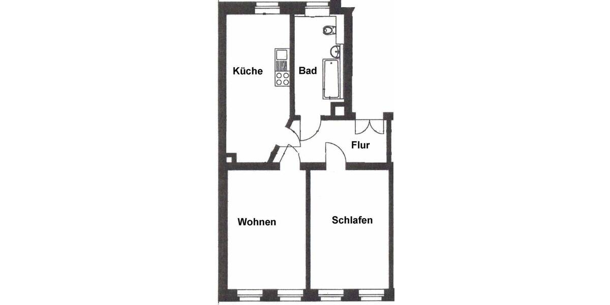Etagenwohnung Leipzig Volkmarsdorf - 2 Zimmer, 60 m&sup2;, 420&euro; | Angebot:26744957
