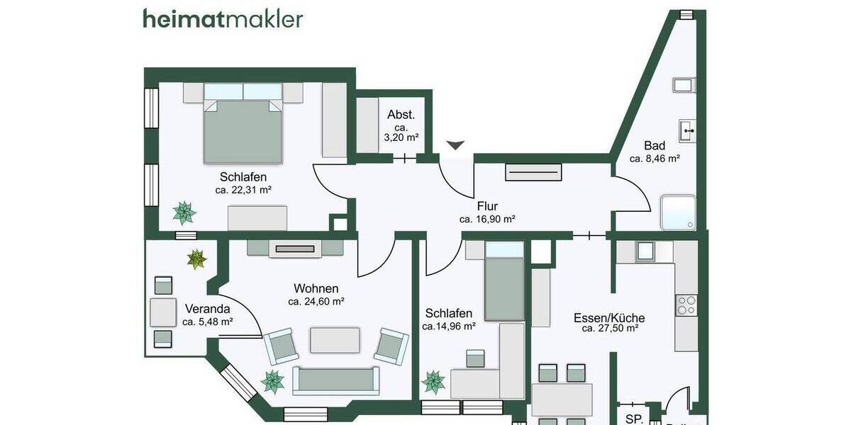Etagenwohnung Leipzig Möckern - 4 Zimmer, 124 m&sup2;, 1.457&euro; | Angebot:26106429