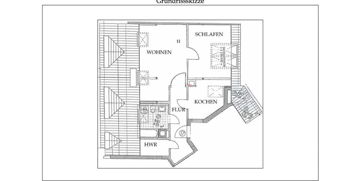 Dachgeschoßwohnung Leipzig Nordwest - 2 Zimmer, 55 m&sup2;, 470&euro; | Angebot:26416328