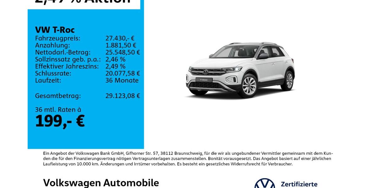 VW T-Roc 15.238 km 27.430 &euro; Leipzig 04277