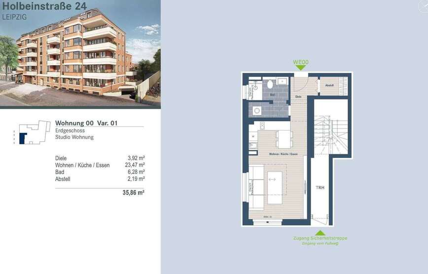 Exklusiver Neubau in Schleußig: modernes Studio1-Raum-Wohnung mit HWR und Abstellraum 1 zimmer
