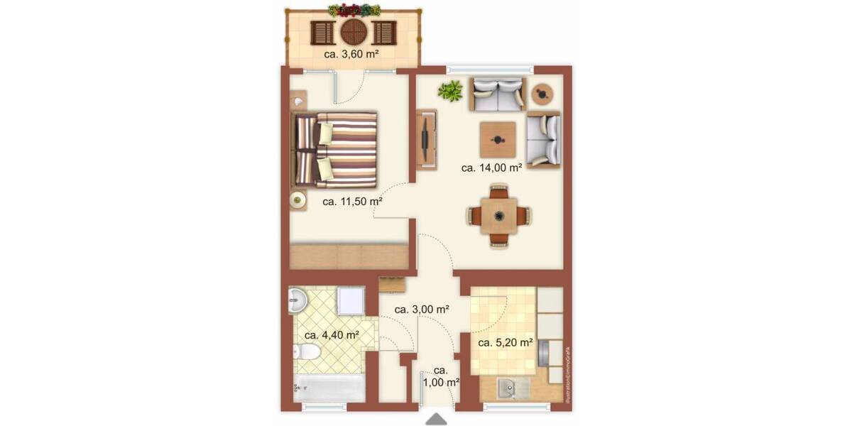 Etagenwohnung Bad Dürrenberg - 2 Zimmer, 41 m&sup2;, 298&euro; | Angebot:26358587
