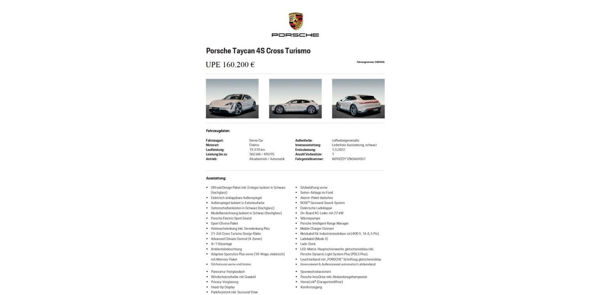 Porsche Taycan 73.500 km 71.000 &euro; Lützen 06686