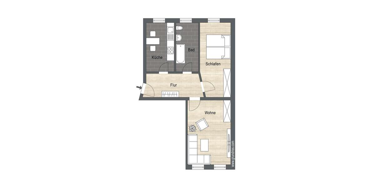 Etagenwohnung Leipzig Süd - 2 Zimmer, 55 m&sup2;, 749&euro; | Angebot:25084346