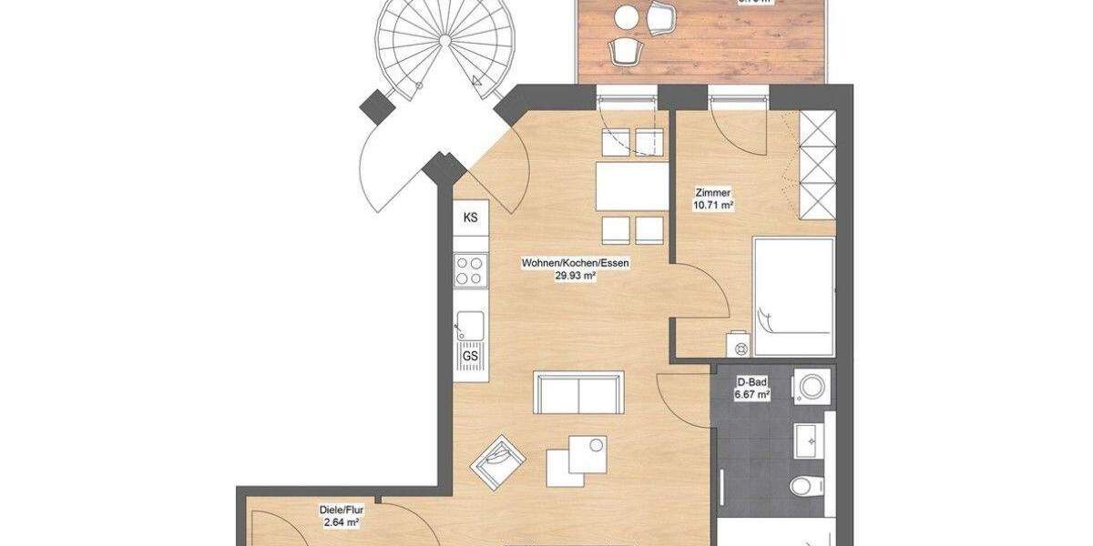 Etagenwohnung Leipzig Eutritzsch - 2 Zimmer, 53 m&sup2;, 335.000&euro; | Angebot:25735038