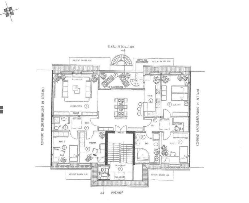 Penthouse am Clara-Zetkin-Park mit Dachterrasse, Stellplatz und Lift, befristete Vermietung