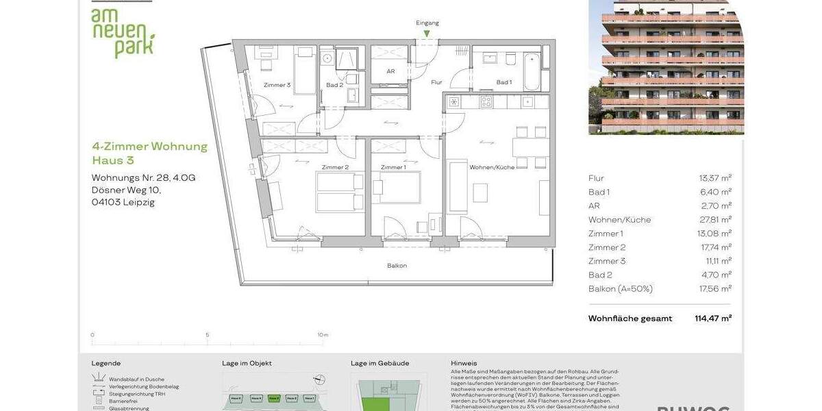 Etagenwohnung Leipzig Zentrum-Südost - 4 Zimmer, 114 m&sup2;, 609.000&euro; | Angebot:25753416
