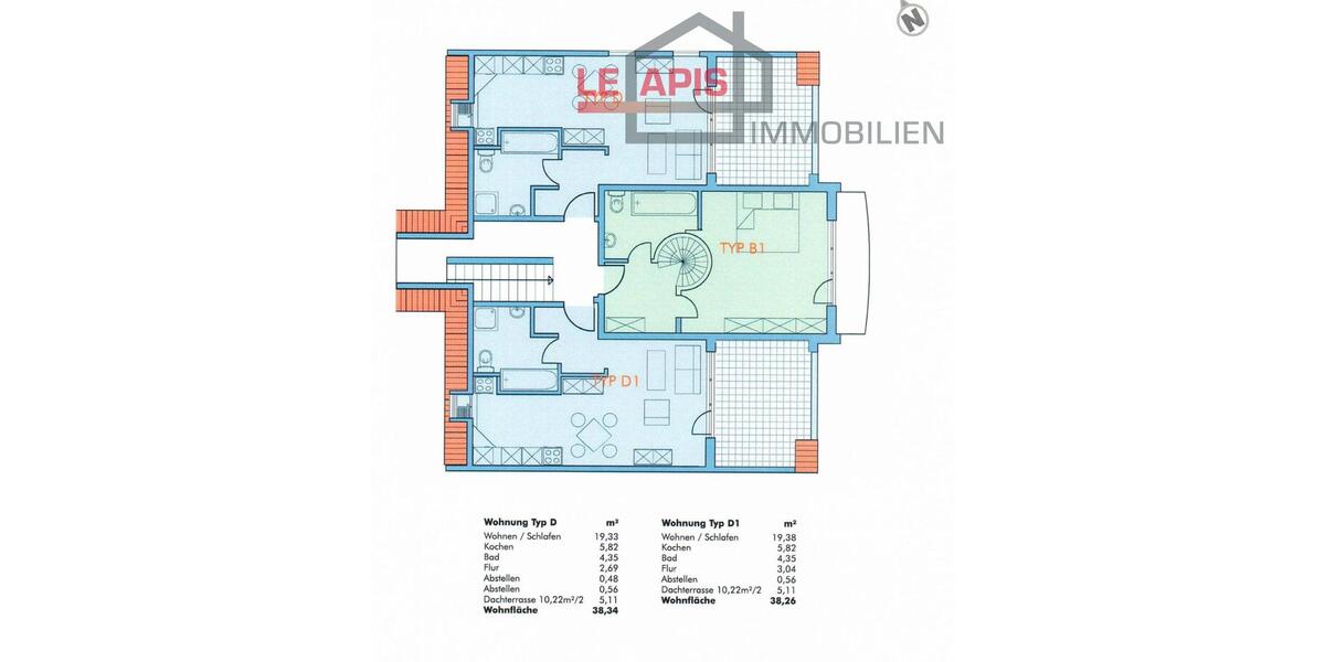 Dachgeschoßwohnung Leipzig Nord - 1 Zimmer, 39 m&sup2;, 420&euro; | Angebot:26087643