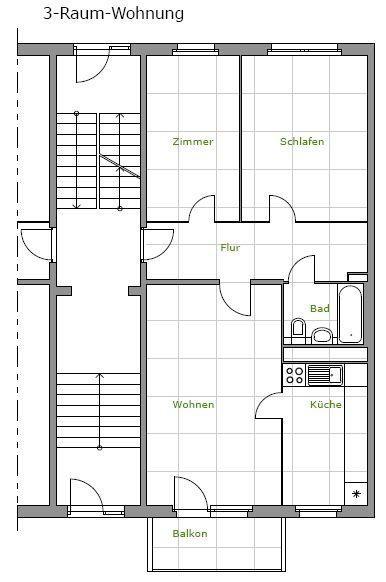 Erdgeschoßwohnung Leipzig Lausen-Grünau - 3 Zimmer, 69 m&sup2;, 521&euro; | Angebot:25739668