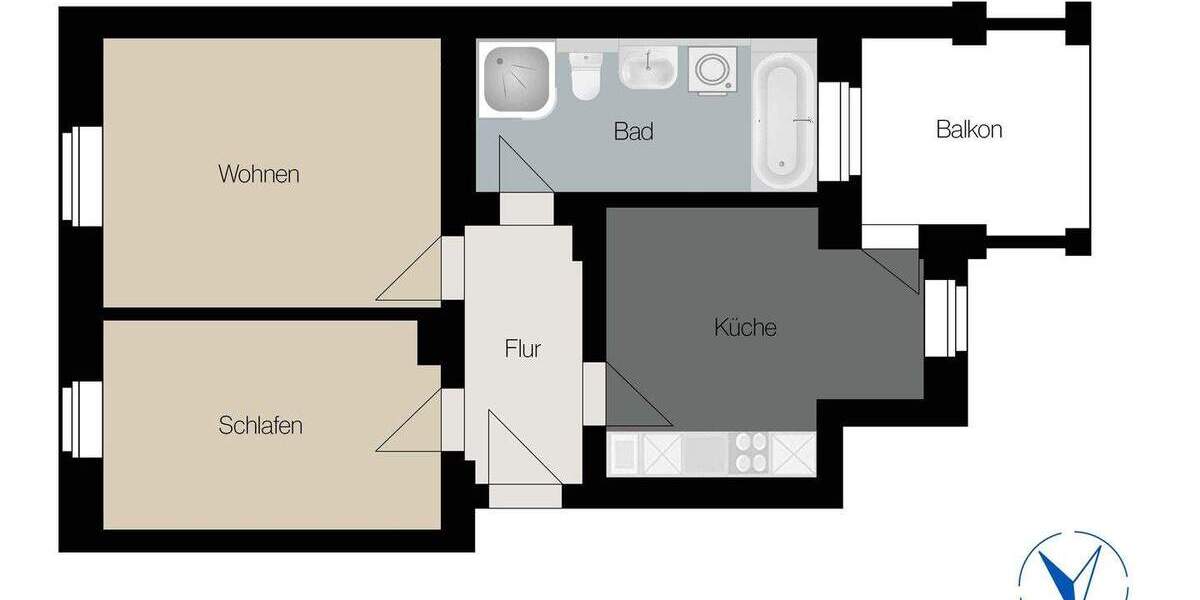 Etagenwohnung Leipzig Eutritzsch - 2 Zimmer, 60 m&sup2;, 175.000&euro; | Angebot:25878892