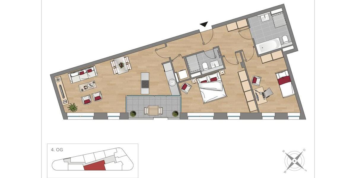 Dachgeschoßwohnung Leipzig Mitte - 3 Zimmer, 88 m&sup2;, 1.584&euro; | Angebot:26676989