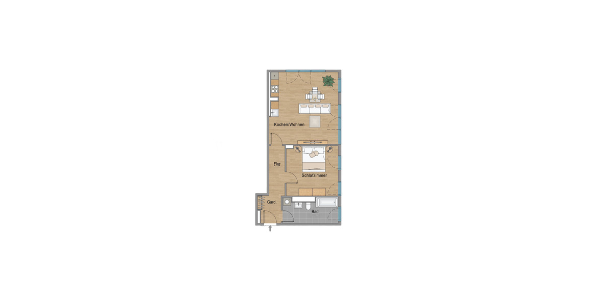 Erdgeschoßwohnung Leipzig Ost - 2 Zimmer, 63 m&sup2;, 949&euro; | Angebot:25442735