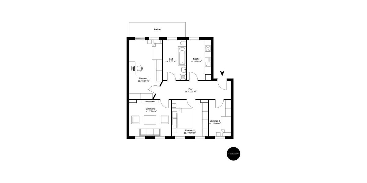 4-Raum-Wohnung mit Balkon frisch saniert in Leipzig - Gohlis WG-geeignet 4 zimmer