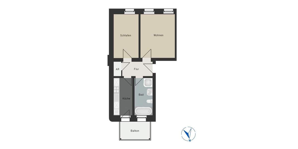 Etagenwohnung Leipzig Anger-Crottendorf - 2 Zimmer, 46 m&sup2;, 135.000&euro; | Angebot:25845953