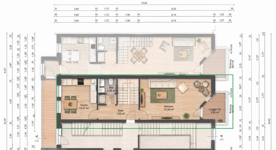 Maisonettenwohnung Leipzig Süd - 3 Zimmer, 93 m&sup2;, 1.149&euro; | Angebot:26059841