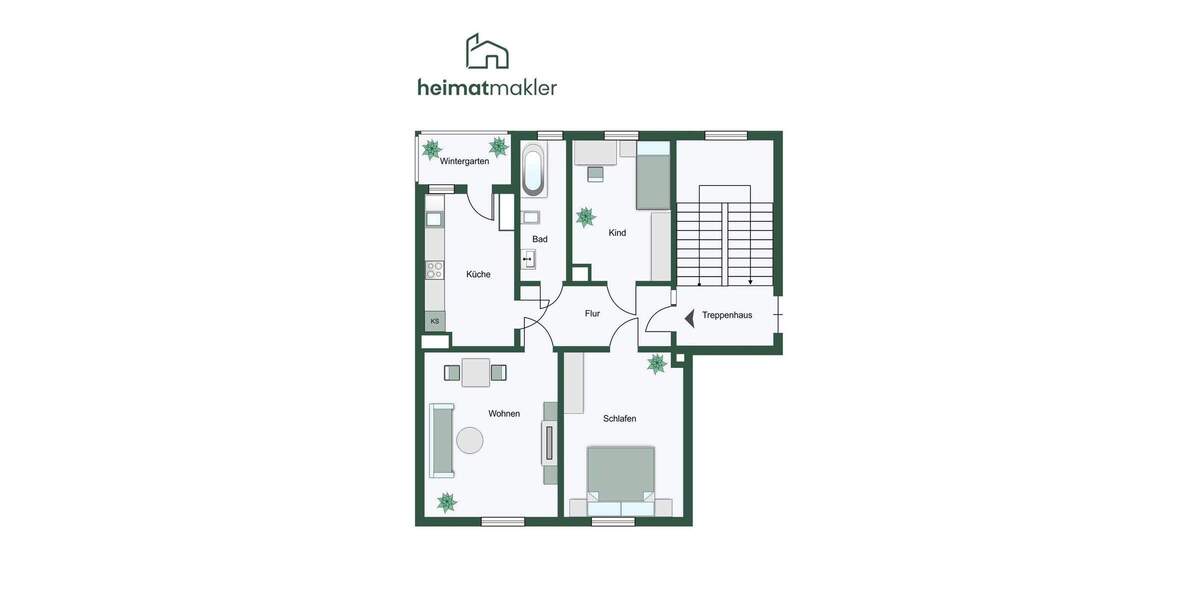 Etagenwohnung Leipzig Gohlis-Süd - 3 Zimmer, 78 m&sup2;, 197.000&euro; | Angebot:25692372