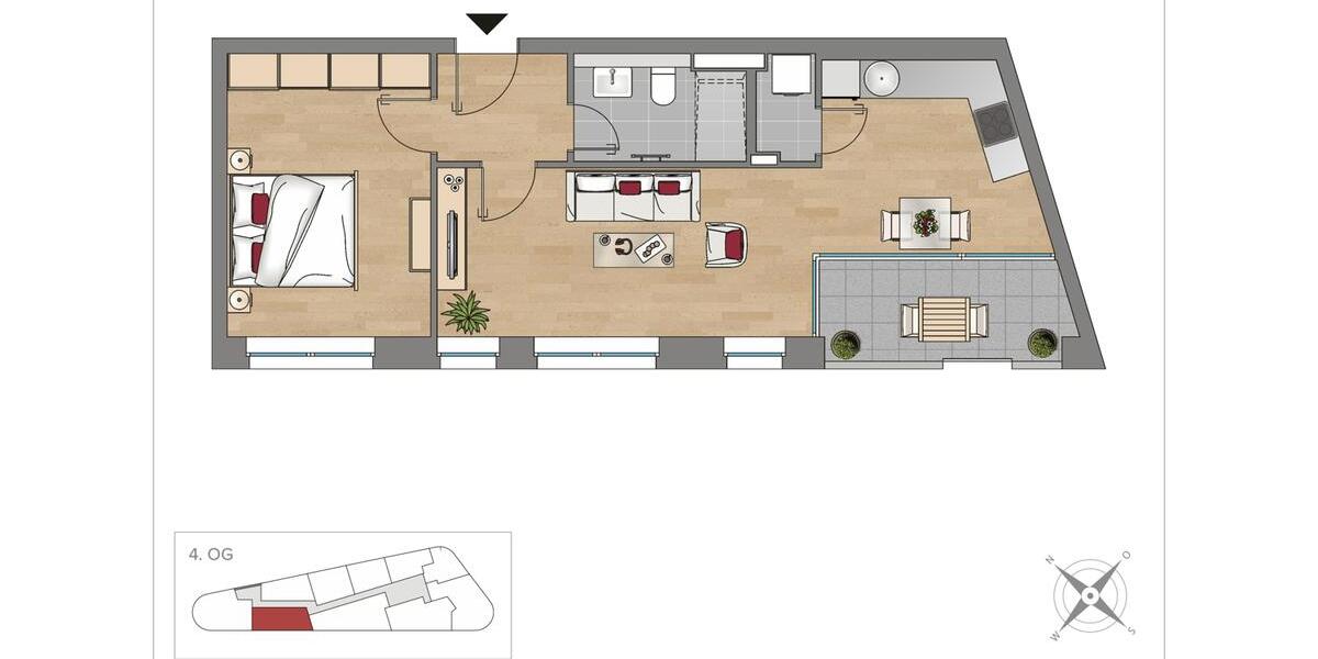 Dachgeschoßwohnung Leipzig Mitte - 2 Zimmer, 53 m&sup2;, 926&euro; | Angebot:26676988