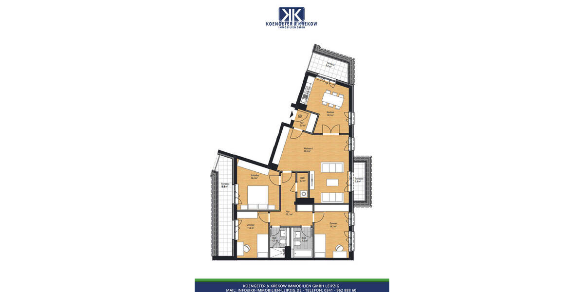 Etagenwohnung Leipzig Reudnitz-Thonberg - 4 Zimmer, 131 m&sup2;, 1.740&euro; | Angebot:25684281