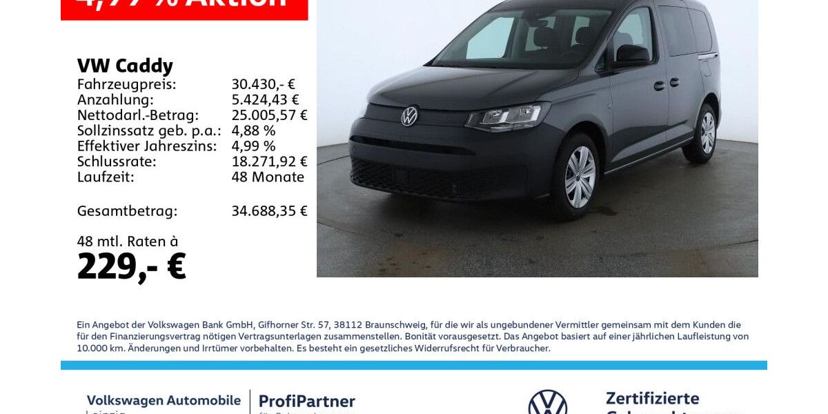VW Caddy 15.013 km 30.430 &euro; Leipzig 04178