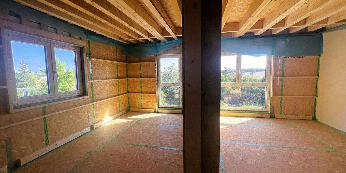 Ruhe mit Blick über Felder: Exklusives wohngesundes Plusenergie-Doppelhaus, S-Bahn fußläufig 6 zimmer