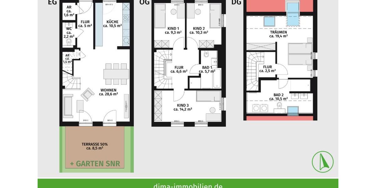 Maisonettenwohnung Leipzig Südwest - 4.5 Zimmer, 136 m&sup2;, 1.700&euro; | Angebot:25646483