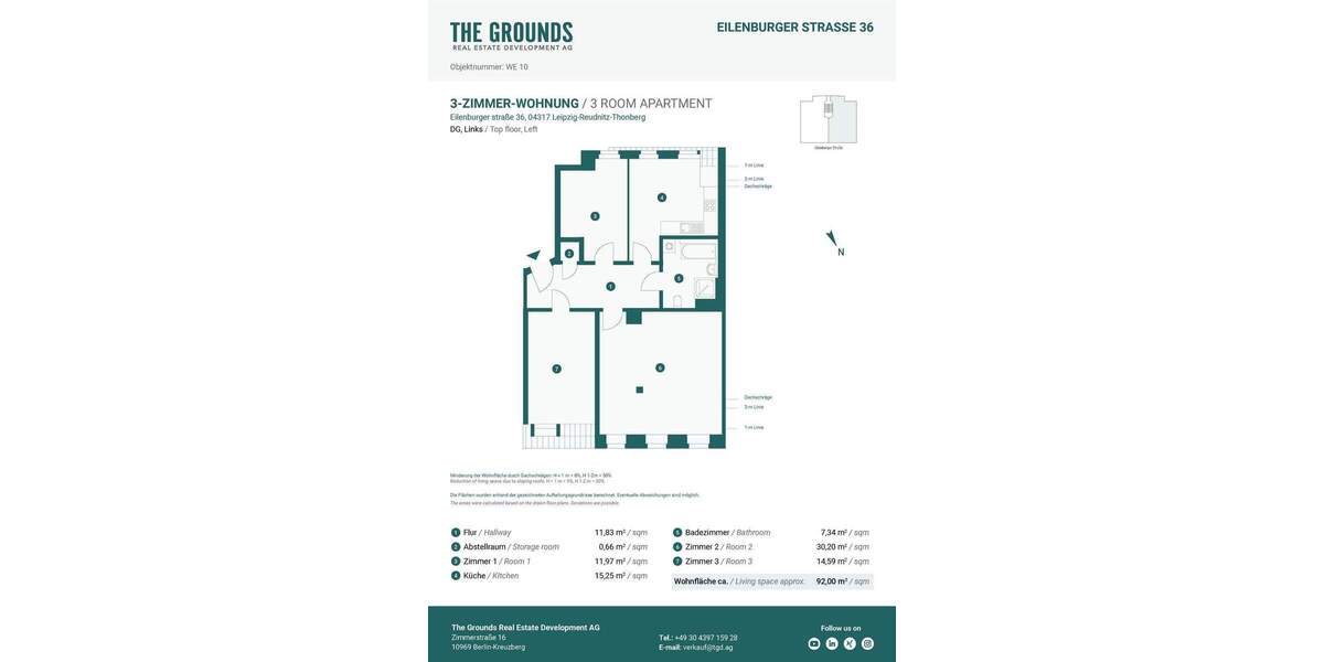 Etagenwohnung Leipzig Reudnitz-Thonberg - 3 Zimmer, 92 m&sup2;, 395.000&euro; | Angebot:25712016