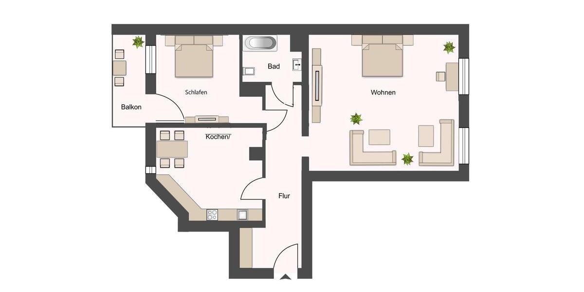 Etagenwohnung Leipzig Mitte - 2 Zimmer, 67 m&sup2;, 842&euro; | Angebot:26266417