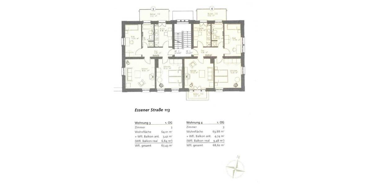 Etagenwohnung Leipzig Mockau-Nord - 3 Zimmer, 67 m&sup2;, 199.000&euro; | Angebot:25674842