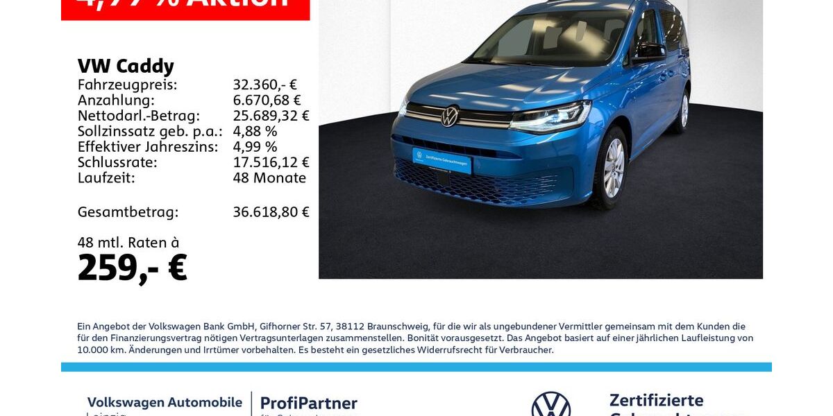 VW Caddy 6.935 km 29.420 &euro; Leipzig 04178