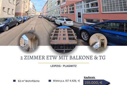 Wohnung Leipzig Altwest - 2 Zimmer, 63 m&sup2;, 155.000&euro; | Angebot:26358346