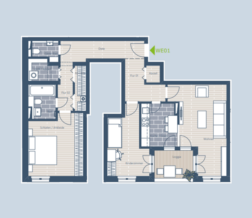 Exklusiver Neubau in Schleußig: Großzügige 3-Raum-Wohnung mit Gästebad, HWR, Abstellraum & Loggia 3 zimmer