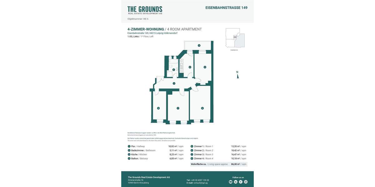 Etagenwohnung Leipzig Volkmarsdorf - 4 Zimmer, 86 m&sup2;, 288.000&euro; | Angebot:25361132