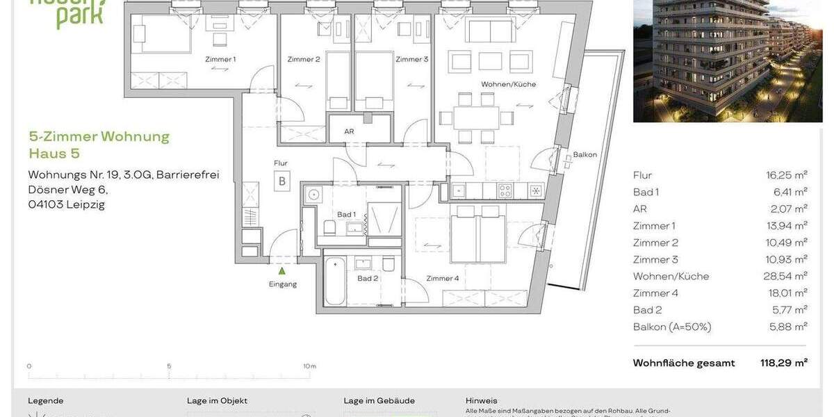 Etagenwohnung Leipzig Zentrum-Südost - 5 Zimmer, 118 m&sup2;, 688.000&euro; | Angebot:25364259