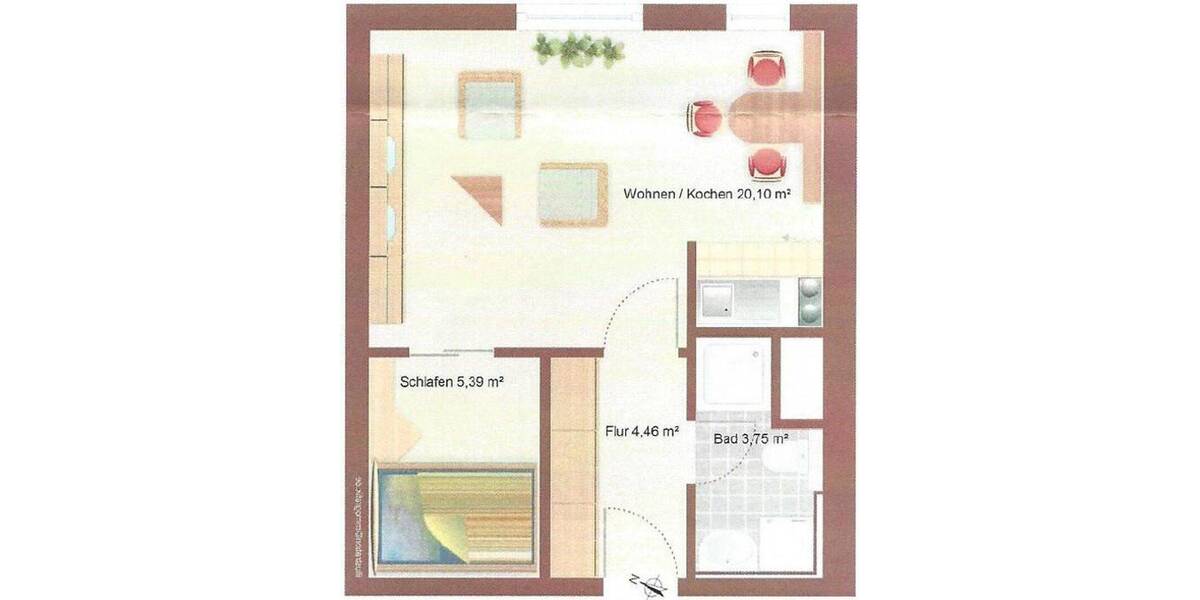 Etagenwohnung Leipzig Grünau Grünau-Mitte - 1 Zimmer, 33 m&sup2;, 65.000&euro; | Angebot:26883477