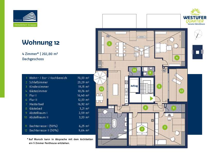 Traumwohnung im DG mit Blick auf den Kulkwitzer See & 2 Balkone, Wohnung mit über 200m² 4 zimmer