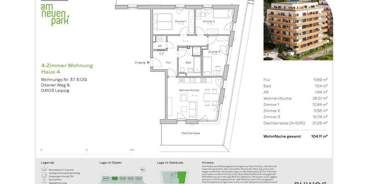 Etagenwohnung Leipzig Zentrum-Südost - 4 Zimmer, 104 m&sup2;, 588.000&euro; | Angebot:25755523