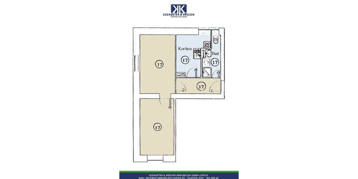 Etagenwohnung Leipzig / Plagwitz Plagwitz - 2 Zimmer, 44 m&sup2;, 400&euro; | Angebot:26903796