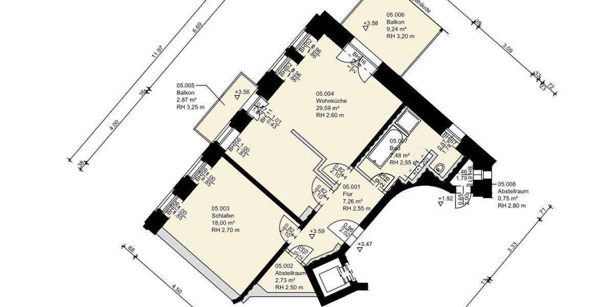 Etagenwohnung Leipzig Neustadt-Neuschönefeld - 2 Zimmer, 74 m&sup2;, 240.000&euro; | Angebot:25689037