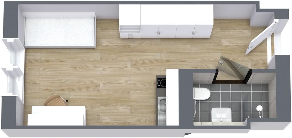 Erdgeschoßwohnung Leipzig Süd - 1 Zimmer, 27 m&sup2;, 485&euro; | Angebot:23808981