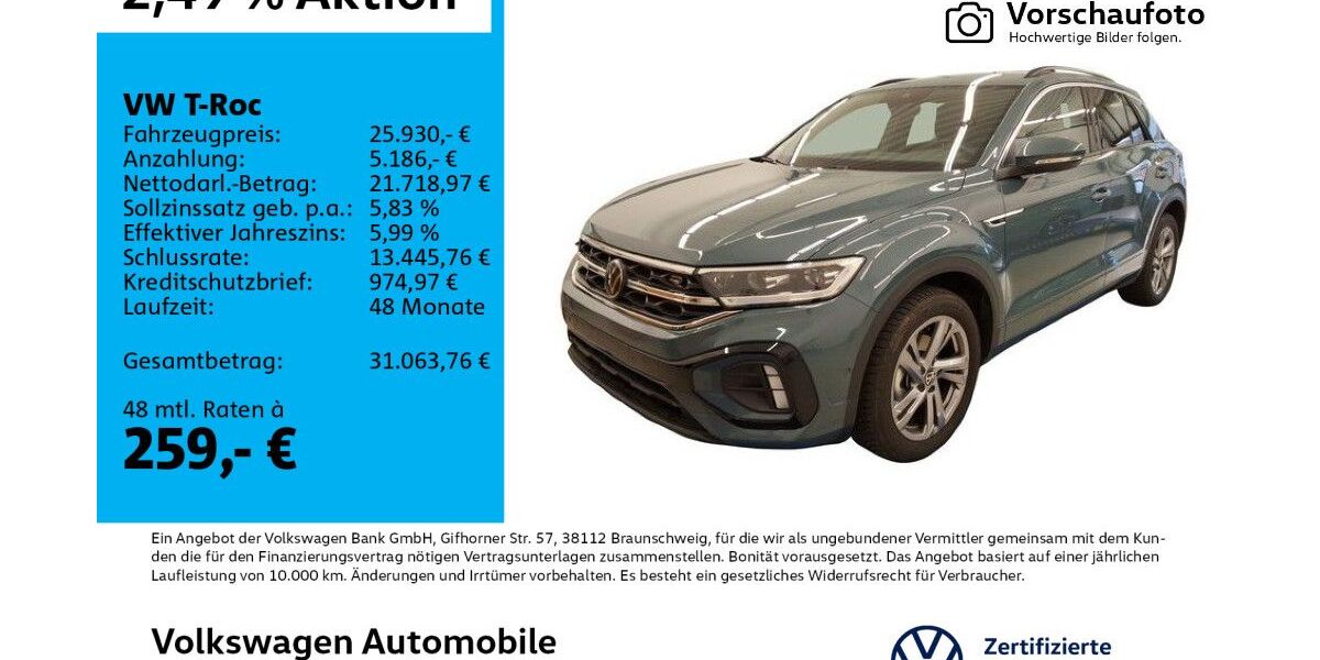 VW T-Roc 7.681 km 25.930 &euro; Leipzig 04277
