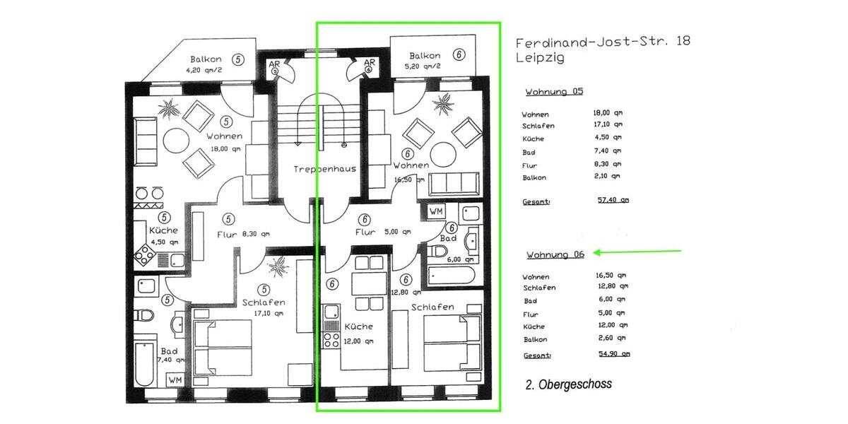 Etagenwohnung Leipzig Südost - 2 Zimmer, 55 m&sup2;, 150.000&euro; | Angebot:26397439