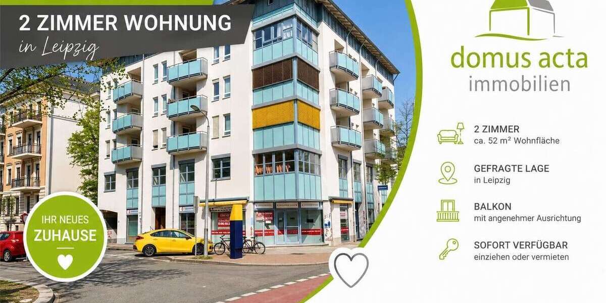 Etagenwohnung Leipzig Süd - 2 Zimmer, 52 m&sup2;, 179.000&euro; | Angebot:26841597