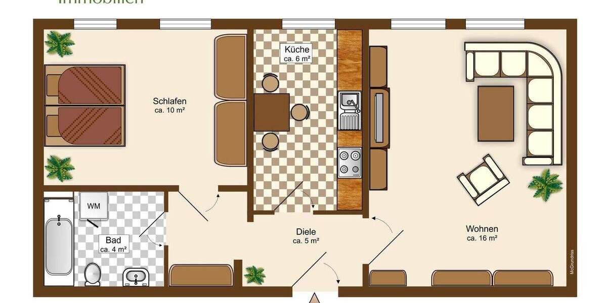 Etagenwohnung Leipzig Mockau-Nord - 2 Zimmer, 56 m&sup2;, 433&euro; | Angebot:25776035