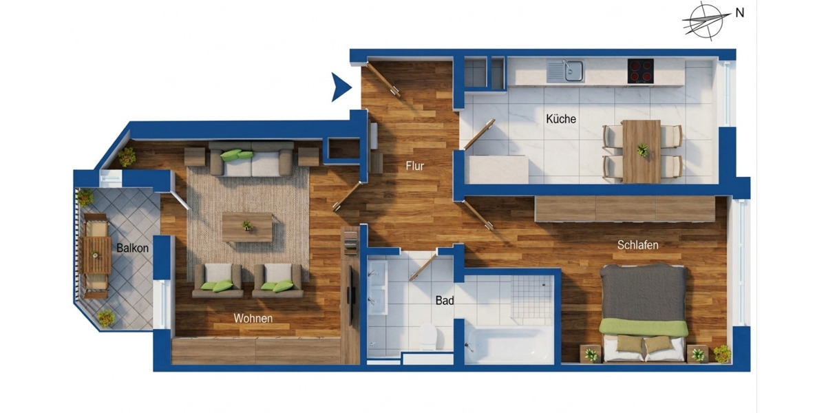 Etagenwohnung Leipzig Stötteritz - 2 Zimmer, 61 m&sup2;, 176.000&euro; | Angebot:26016527