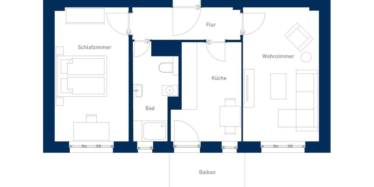 Etagenwohnung Leipzig Nordwest - 2 Zimmer, 54 m&sup2;, 720&euro; | Angebot:25597414
