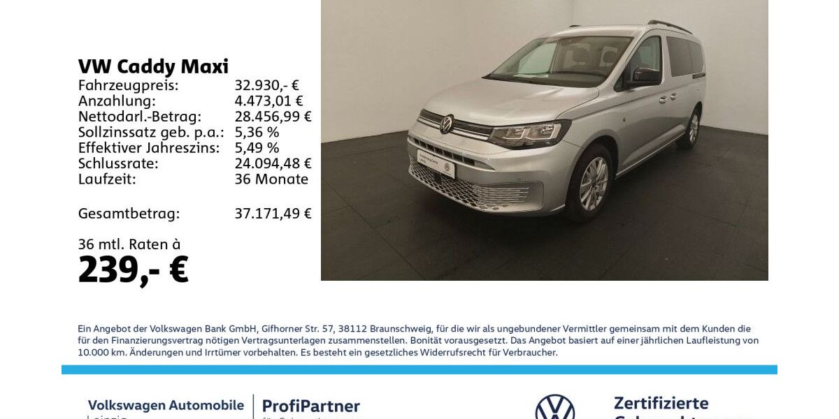 VW Caddy Maxi 11.500 km 32.430 &euro; Leipzig 04178